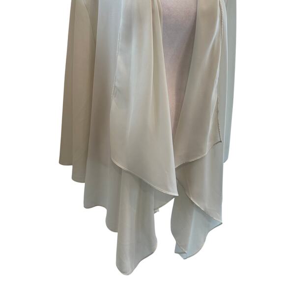 Soft Surroundings Open Front White Floral Draped Cardigan Large Lightweight - Picture 3 of 5